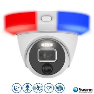 CCTV Cameras: Swann PRO-4KDER CCTV Camera 4K Enforcer Dome Flashing Light DVR-5680 Twin Pack