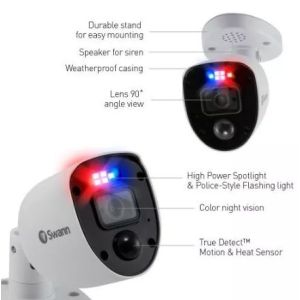 CCTV Cameras: Swann PRO-4KRL 4K Enforcer Bullet CCTV Camera Flash Light Siren For DVR 5680 x 1