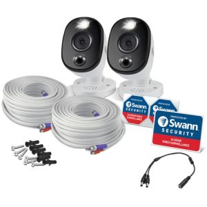Swann PRO-4KWLB 4K Bullet CCTV Camera Warning Light Siren For DVR 5680 - Twin Pack