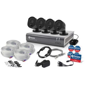Swann DVR 4580 4 Channel 1TB DVR HD Heat Sensing Motion PIR 4 Black Cameras CCTV Kit