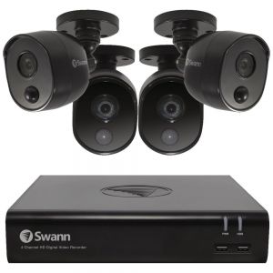 CCTV Systems: Swann DVR 4580 4 Channel 1TB DVR HD Heat Sensing Motion PIR 4 Black Cameras CCTV Kit