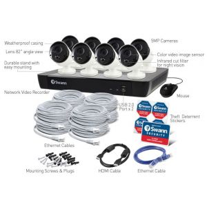 Swann NVR 8580 16 Channel 5MP kit 2TB CCTV Security System 8 x NHD-865MSB Cameras